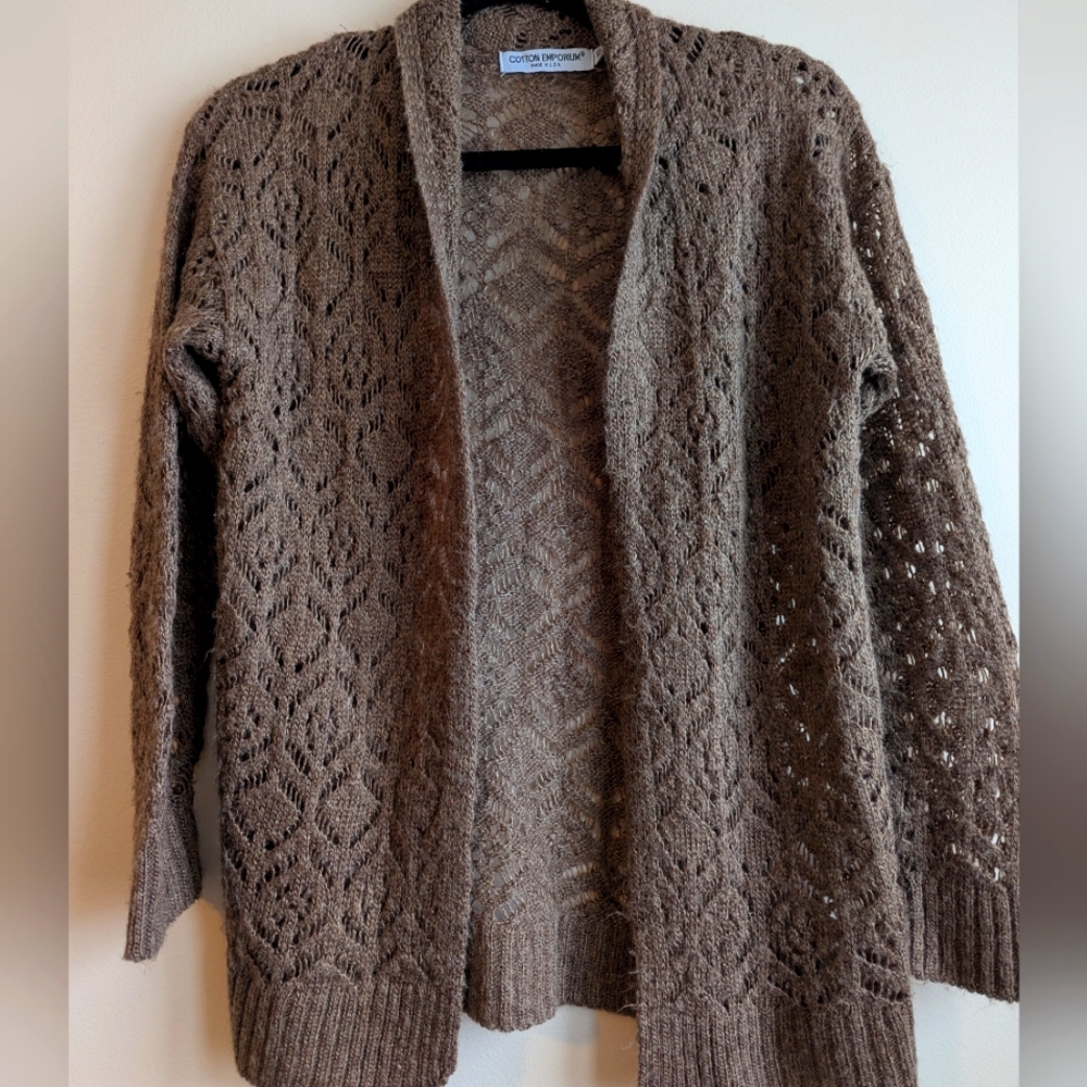 Open Work Shawl Collar Cardigan